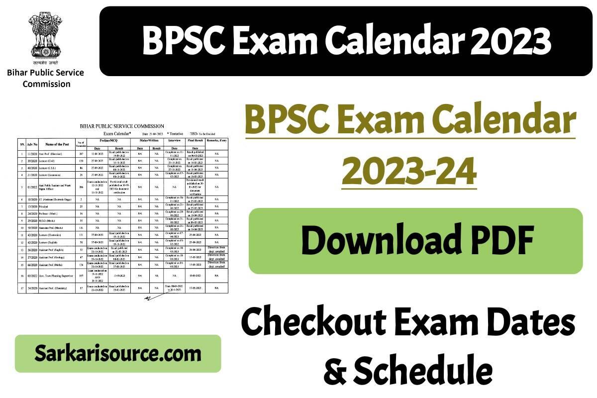 BPSC Exam Calendar 2023 Out BPSC ने जारी नया Exam Calendar, जाने कब