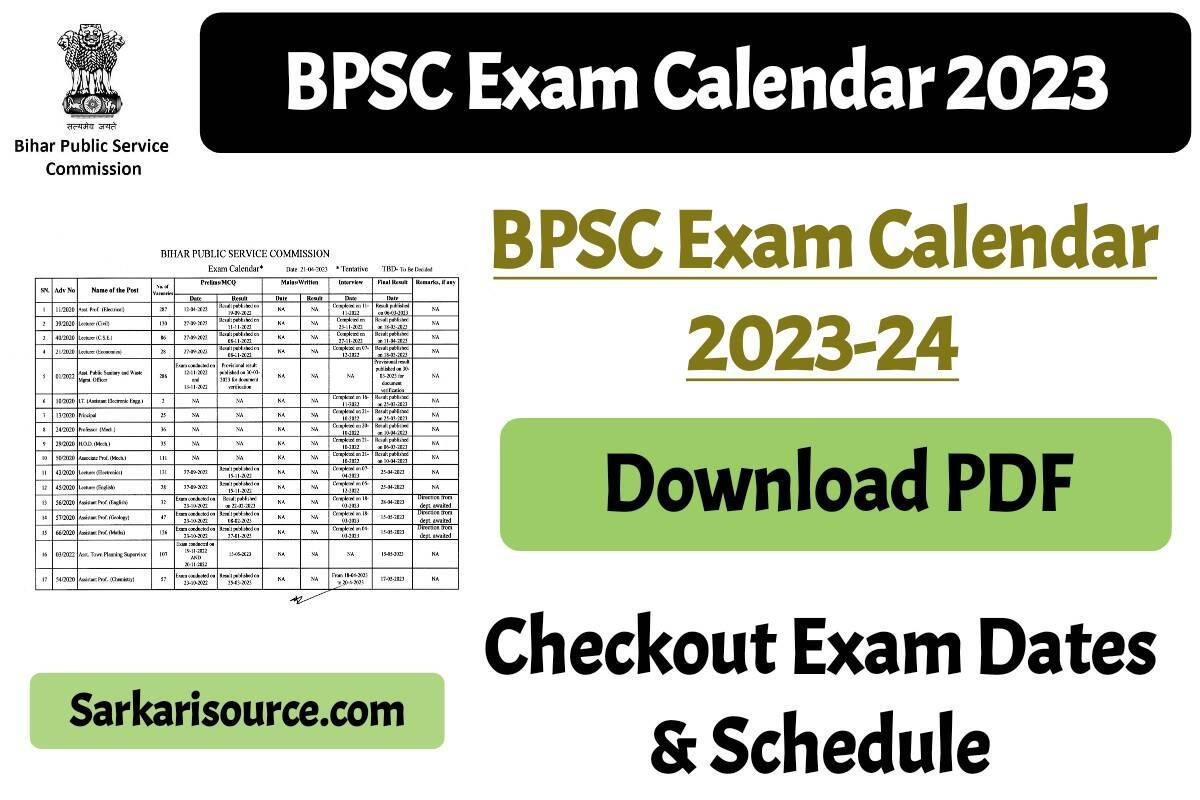 BPSC Exam Calendar 2023 Out