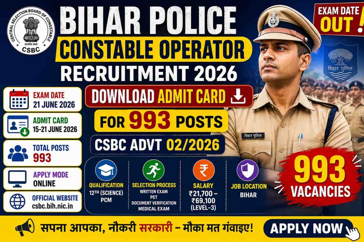 Bihar Police Constable Operator Recruitment 2026