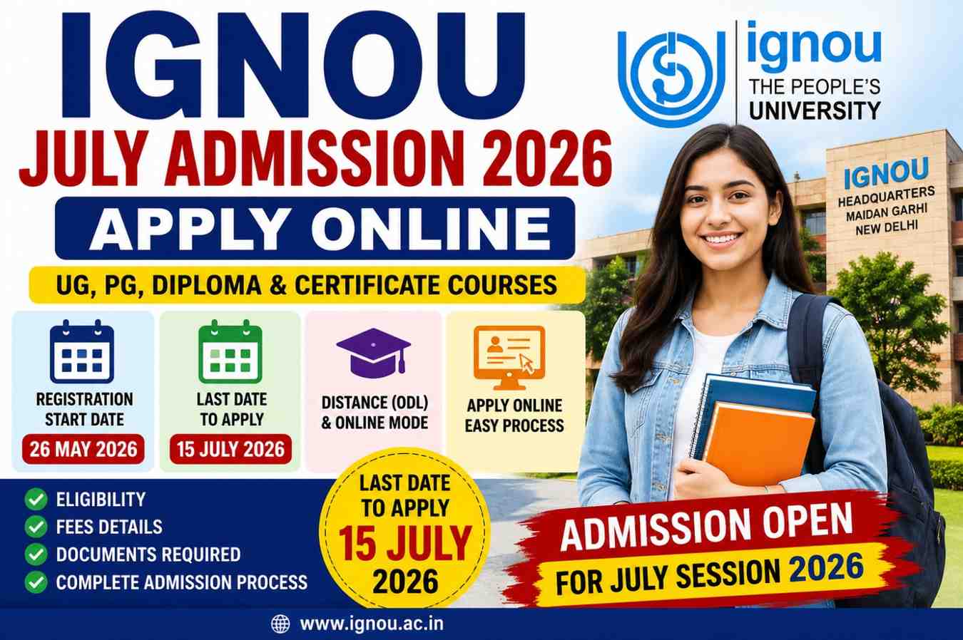 IGNOU July Admission 2026