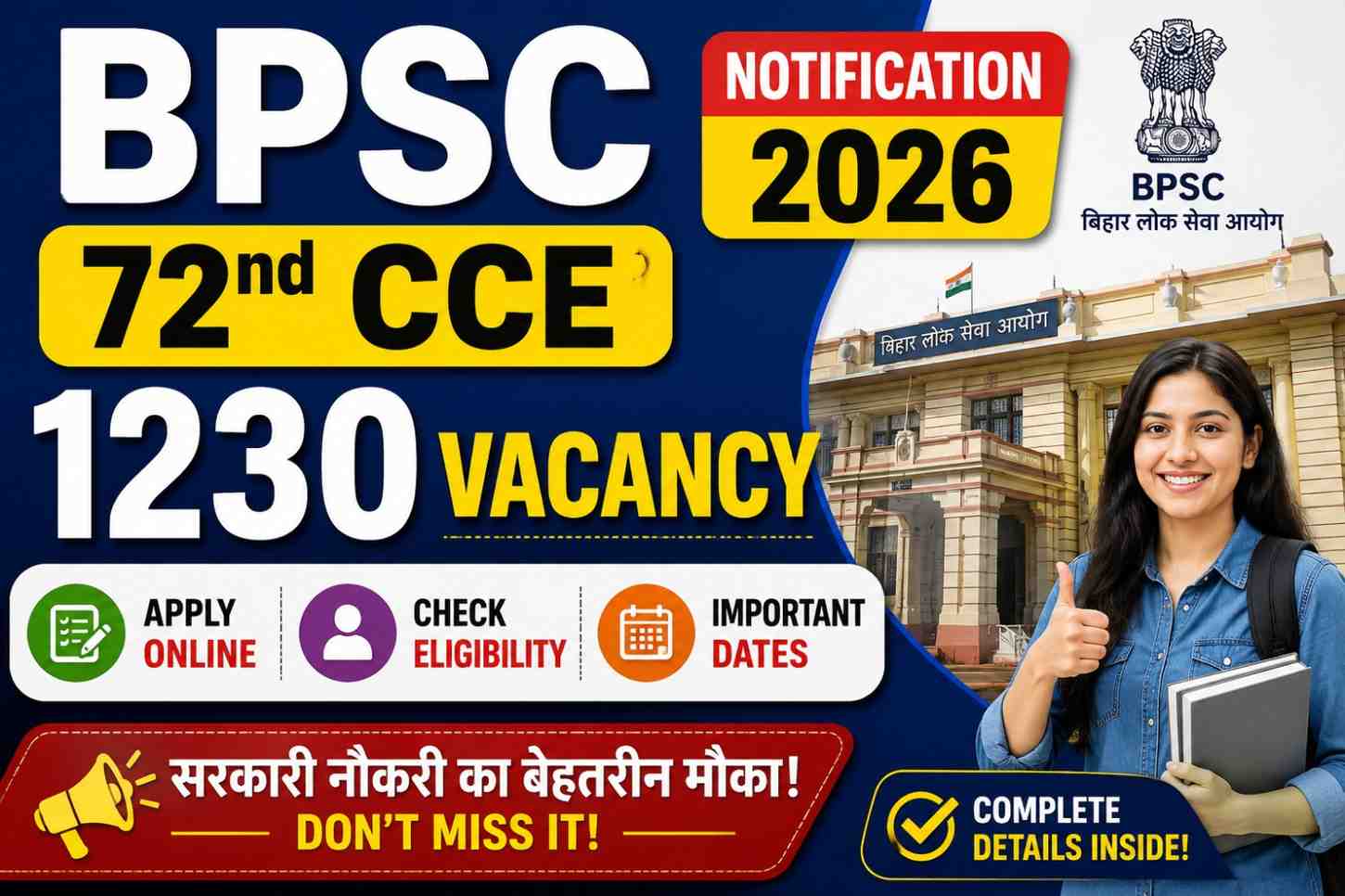 BPSC 72nd CCE Notification 2026