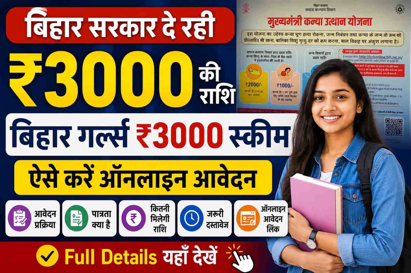 Bihar Girls 3000 Scheme Apply Online