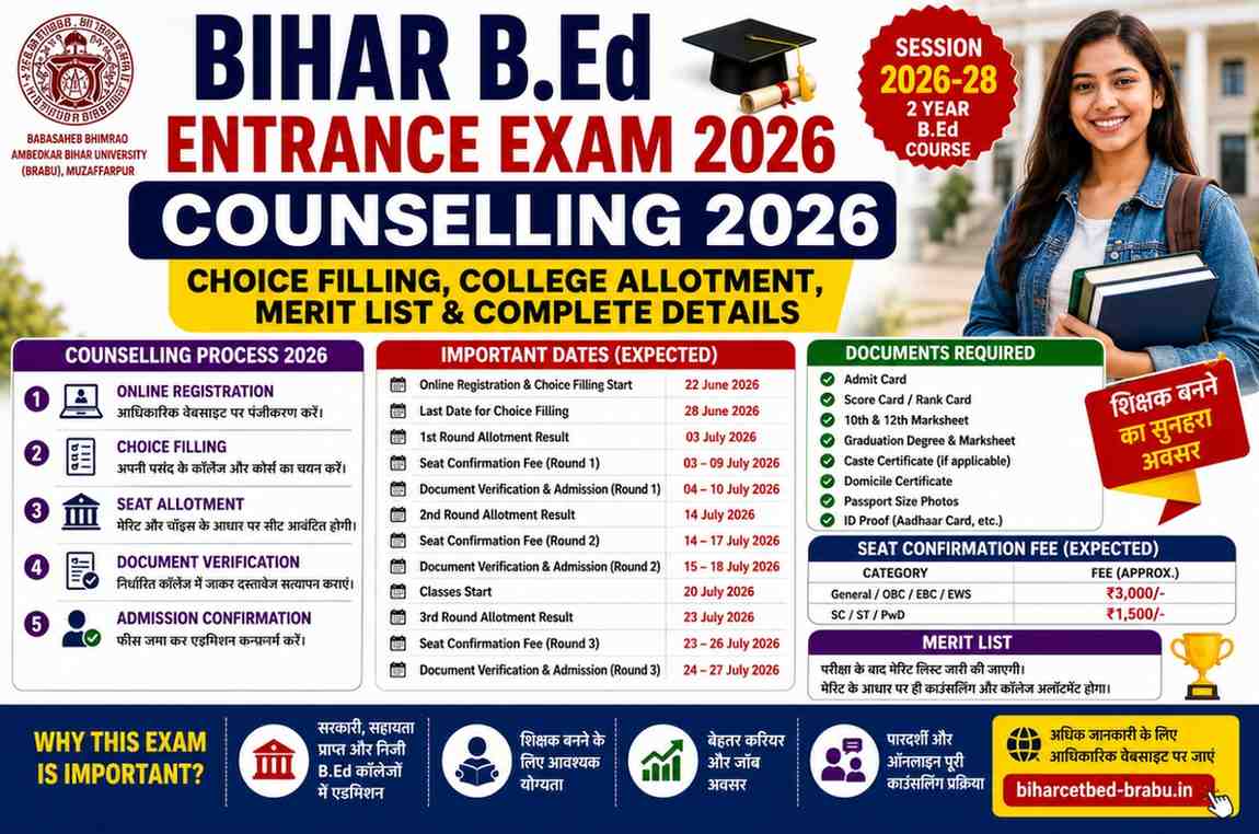 Bihar BEd Entrance Exam 2026 Counselling