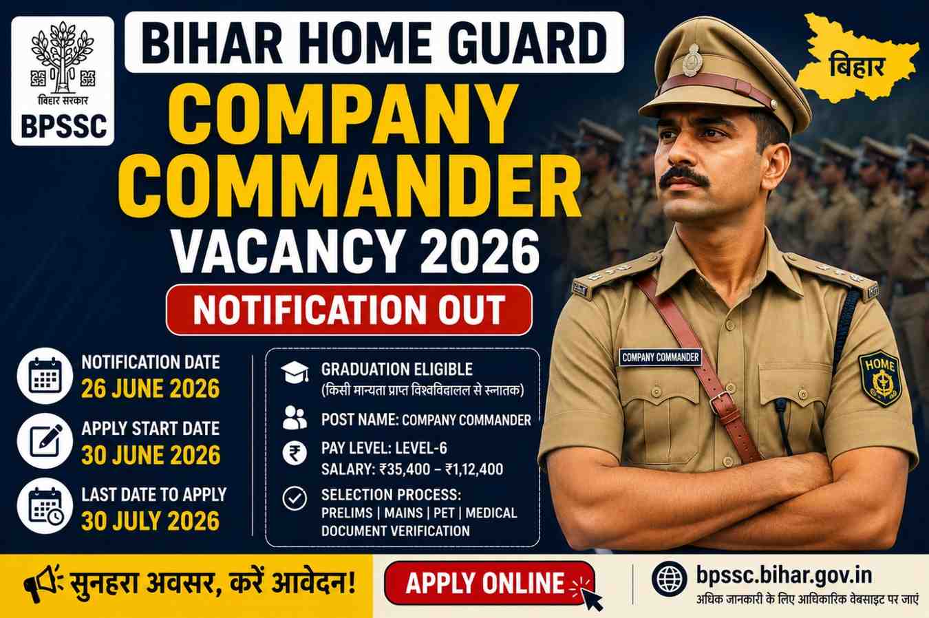 Bihar Home Guard Company Commander Vacancy 2026