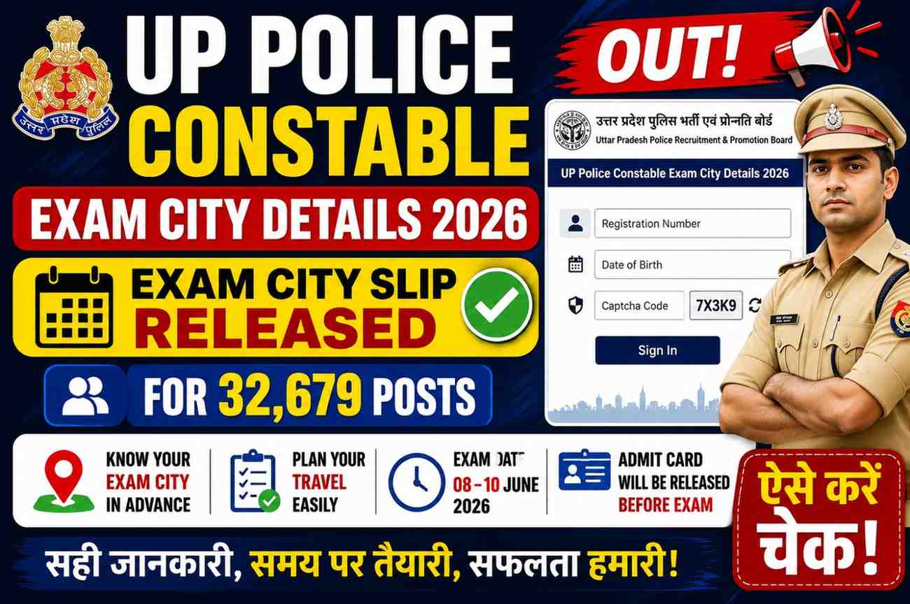 UP Police Constable Exam City Details 2026