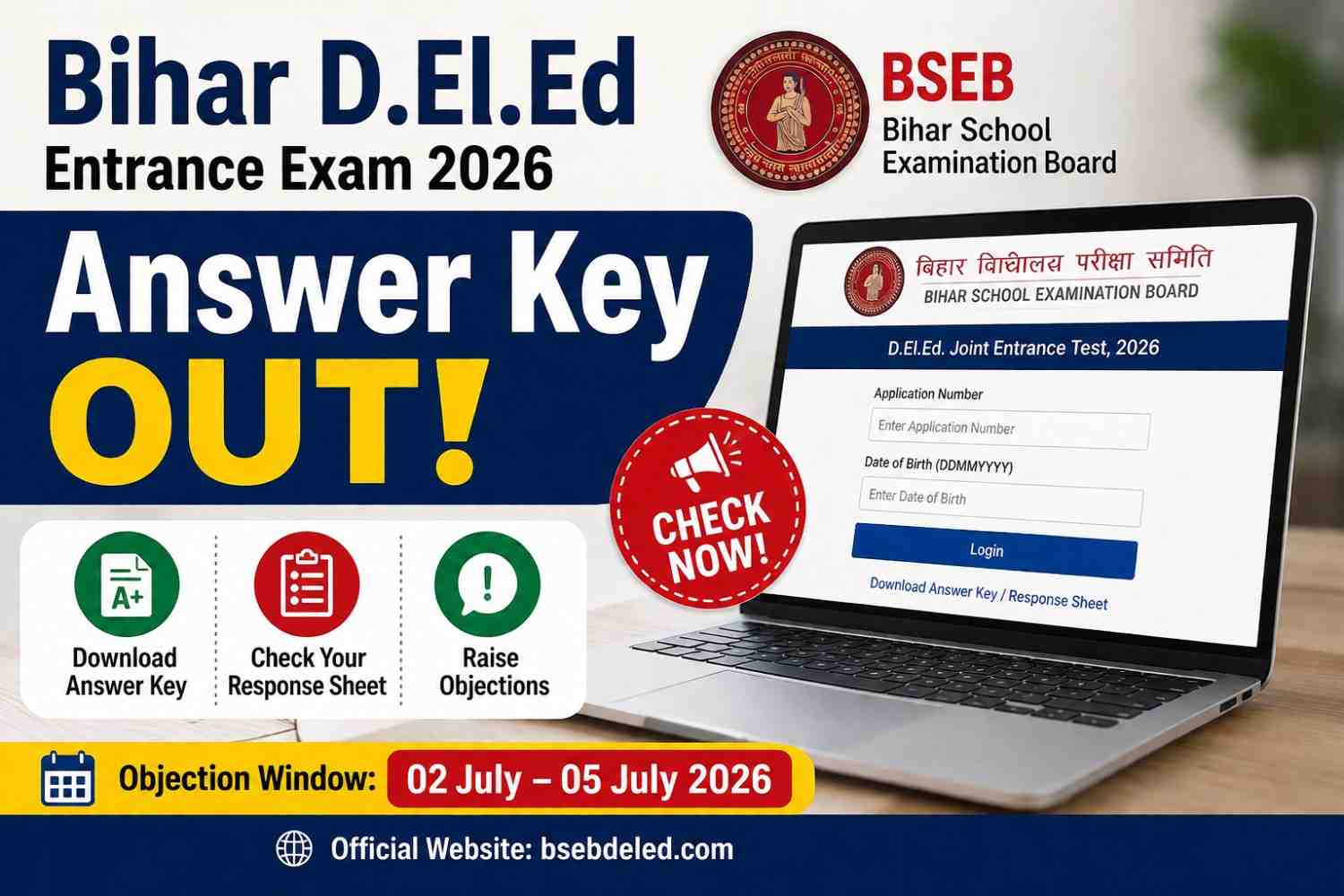 Bihar DElEd Entrance Exam Answer Key 2026