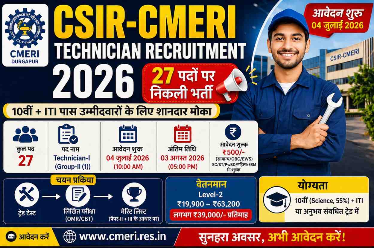 CSIR-CMERI Technician Recruitment 2026