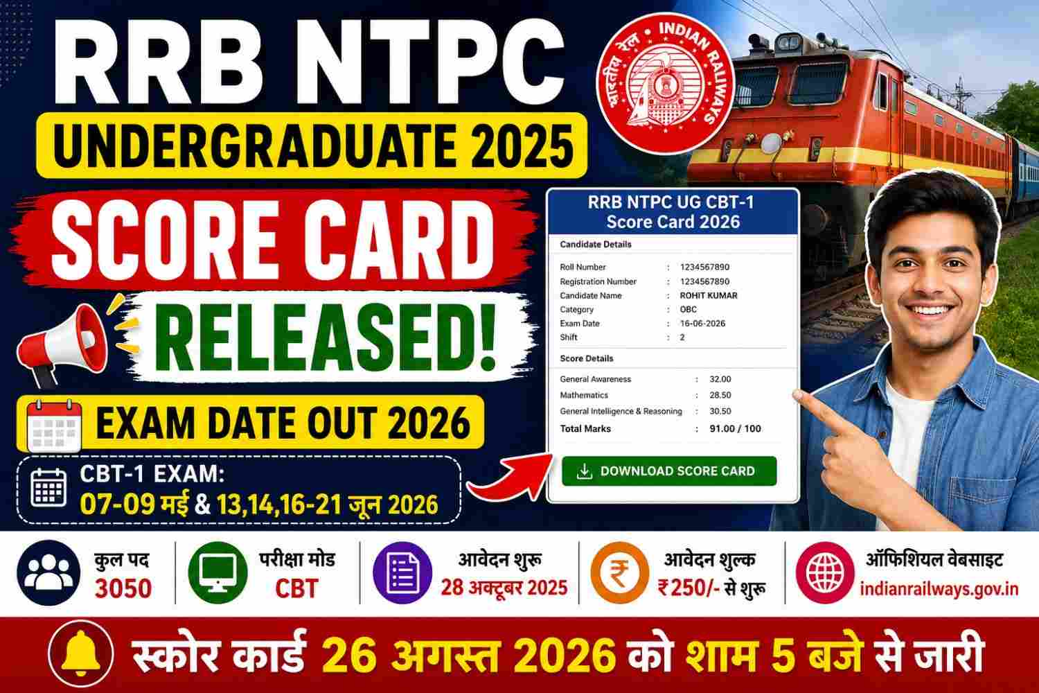 RRB NTPC Undergraduate Score Card 2026