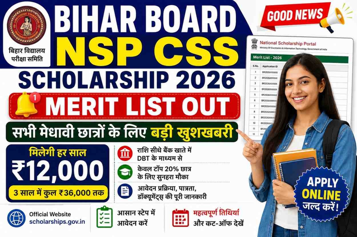 Bihar NSP CSS Scholarship 2026 Merit List