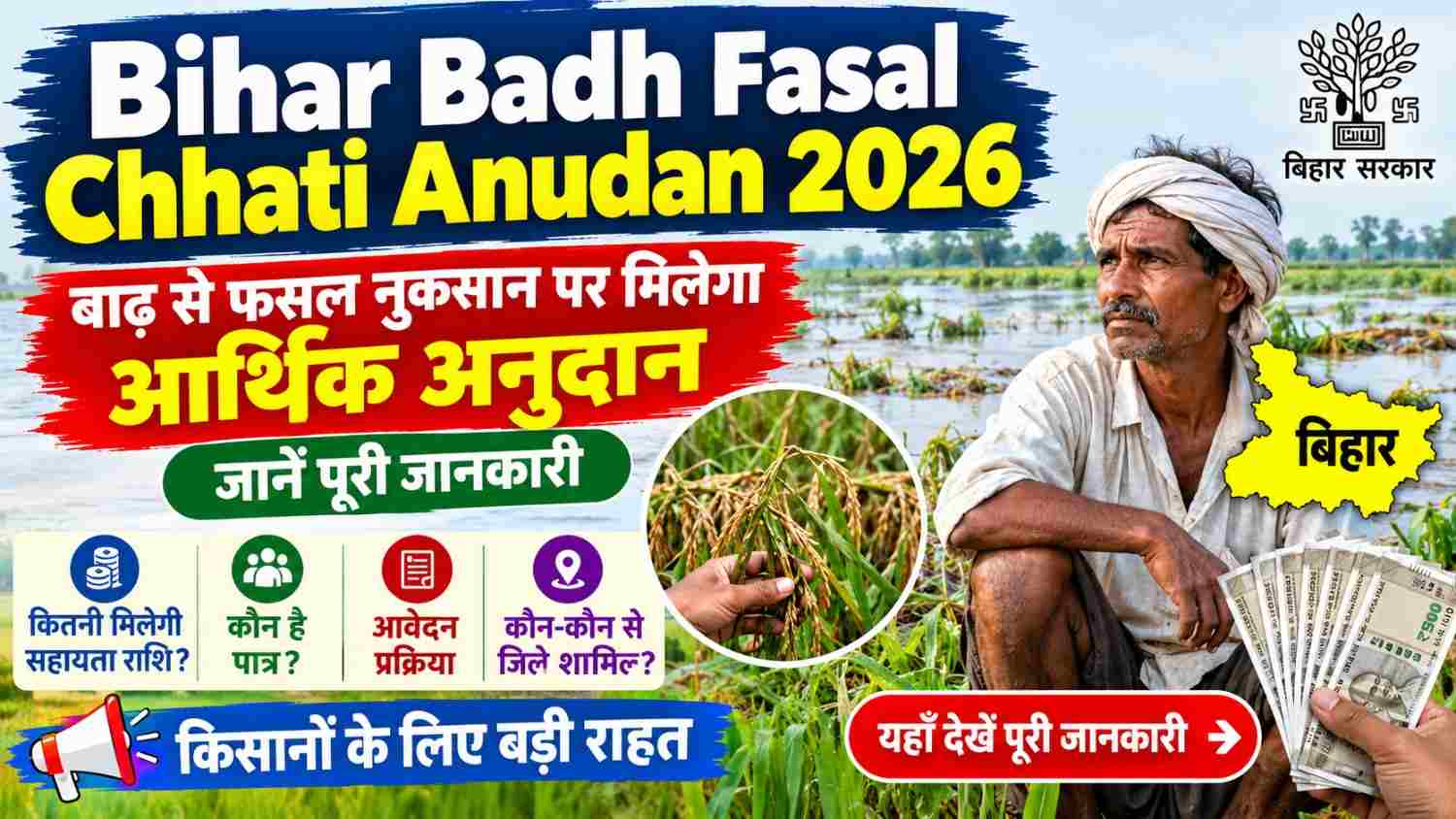 Bihar Badh Fasal Chhati Anudan 2026