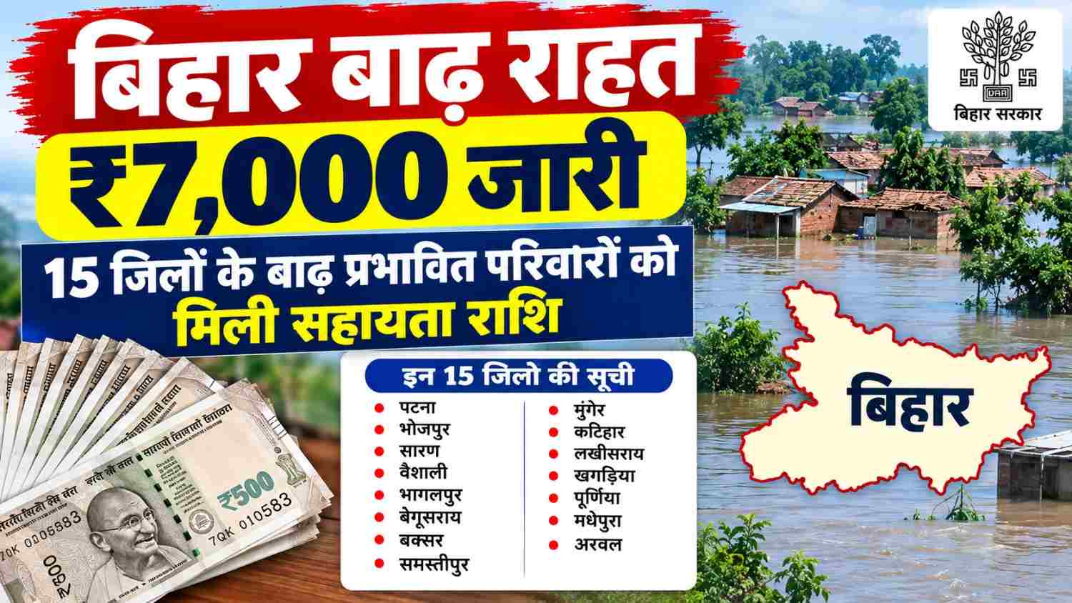 Bihar Badh Rahat ₹7,000 Payment Out